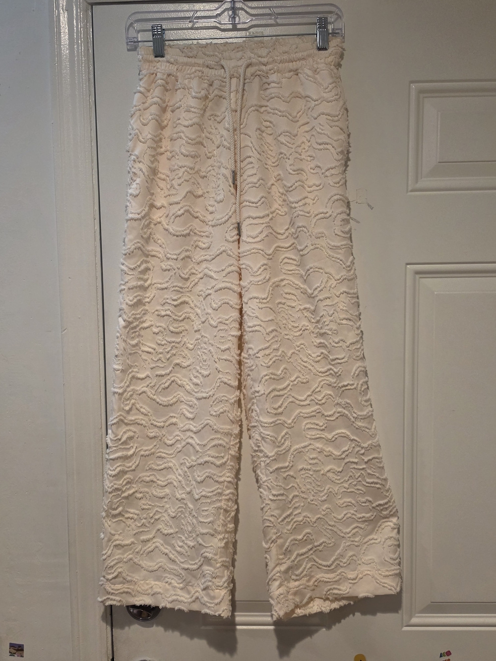 Vero Moda Textured Cream Wide-Leg Pants